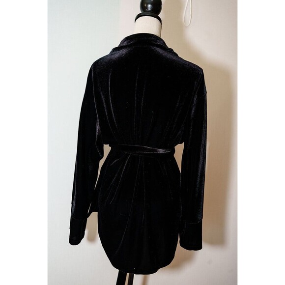 VTG Harve Bernard womens 8 black velvet wrap tunic blouse mini dress witchy goth - Picture 2 of 4